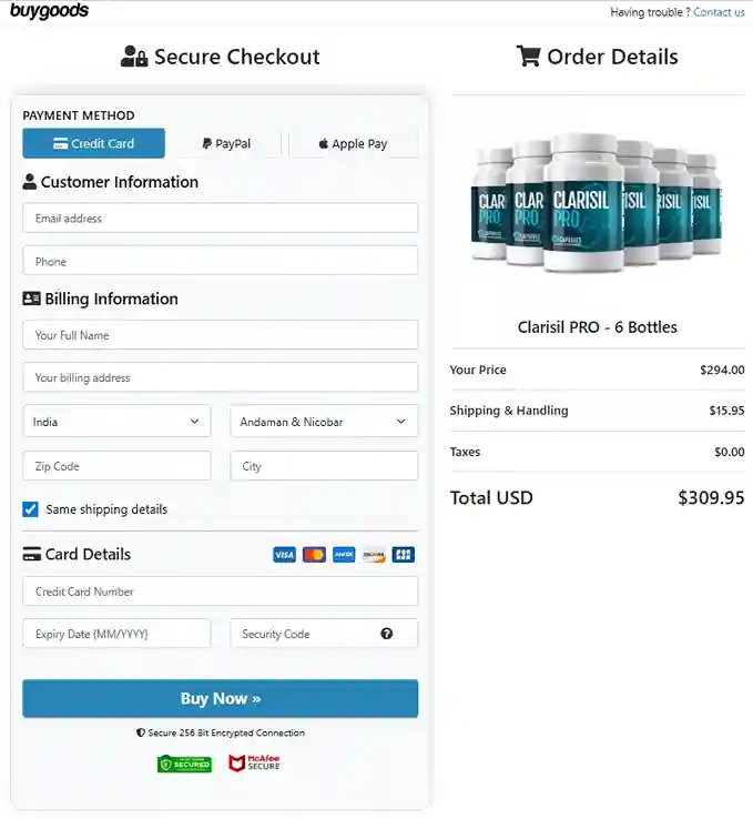 Clarisil Pro Order Page